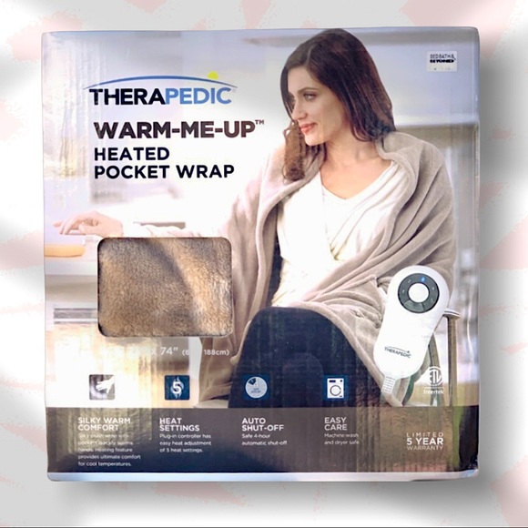 1 Left NWT THERAPEDIC Heated Plush Warm Pocket Throw - Picture 8 of 8